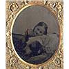 Image 1 : Tintype pair, Girl in Red Dress With & Without Dog
