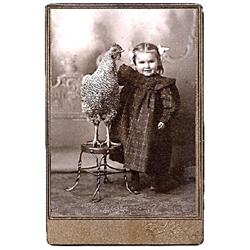 Cabinet Card, Girl & Rooster