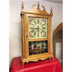 Tiger Maple Pillar and Scroll Clock