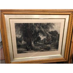 Antique Etching, Framed