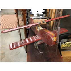 Carved Wooden Bi-Plane