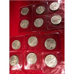 12 Silver Walking Liberty Half Dollars