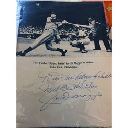 Joe DiMaggio Autograph and Menu