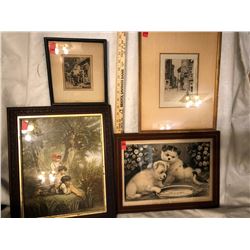 4 Vintage Etchings and Lithographs