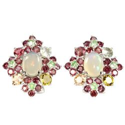 NATURAL OPAL TSAVORITE GARNET & TOURMALINE Earrings