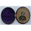 Image 2 : /9 plate ambrotype, ¾ profile of a woman. Case has just one minor flaw, a chip on tip of one corner 