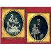 Image 1 : OVERSIZE LEATHER/WOOD CASE with two half plate daguerreotypes. 