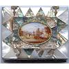 Image 1 :  TOWN SQUARE WITH FOUNTAIN. ¼ plate Mother of Pearl, abalone shell, painting under glass. 