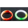 Image 2 : Chinese Red and Green Hardstone Carved Bangles 2PC