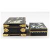 Image 8 : 2 Assorted Chinese Wood and Brass Boxes w/ Inlaid