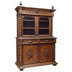 French Henri Ii Style Carved Oak Game Sideboard