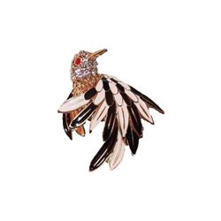 Vintage Goldtone Heavily Jeweled Figural Bird Hummingbird Brooch Pin