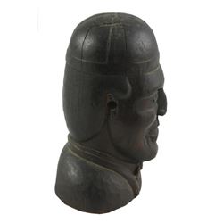 19thc Carved Wooden Head Sporting Figure