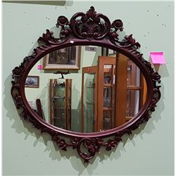 HIGHLY CARVED MAHOGANY FRAMED MIRROR