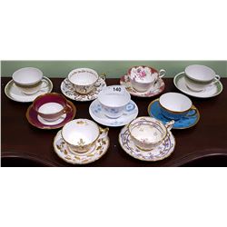 9 ENGLISH BONE CHINA TEACUPS/SAUCERS