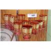 Image 1 : SET OF 10 VINTAGE BOHEMIAN CRANBERRY GLASS SHOTGLASSES W/ELABORATE GOLD FILIGREE