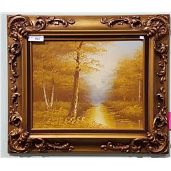 ORNATE GILT FRAMED OIL ON CANVAS OF AUTUMN FORREST SIGNED CANTRELL