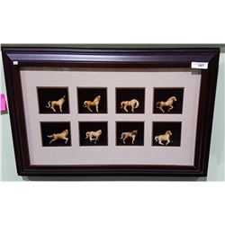 FRAMED SHADOWBOX W/8 ASIAN HORSE FIGURINES