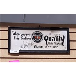 VINTAGE HAND PAINTED PHOTO FINISHERS ASSOC. OF AMERICA, SIGNED