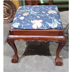 HIGHLY CARVED MAHOGANY STOOL