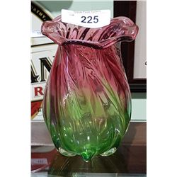 VINTAGE TWO TONE CRANBERRY ART GLASS VASE