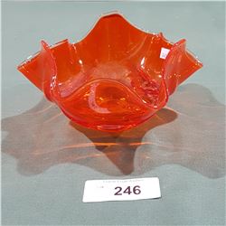 VINTAGE MID CENTURY MODERN ORANGE ART GLASS