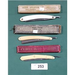 3 ANTIQUE STRAIGHT RAZORS IN BOXES