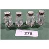 Image 1 : SET OF 4 VINTAGE INDIVIDUAL SALT AND PEPPERS W/STERLING SILVER LIDS