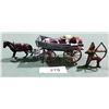 Image 1 : VINTAGE CAST METAL WAGON AND HORSES AND NATIVE AMERICAN TOYS