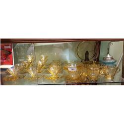 APPROX 40 PCS VINTAGE DEPRESSION AMBER GLASS DISHES