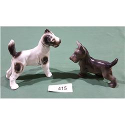 2 GERMAN PORCELAIN DOG FIGURINES