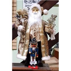 QUALITY SANTA FIGURE & WOOD NUTCRACKER