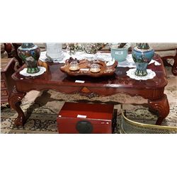 3 PC MAHOGANY COFFEE TABLE SET