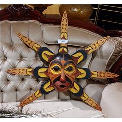 NATIVE CARVED SUN MASK SIGNED CORKY L. BANES