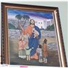 Image 1 : RAMED OIL ON CANVAS JESUS AND THE LITTLE CHILDREN