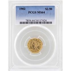 1902 $2 1/2 Liberty Head Quarter Eagle Gold Coin PCGS MS64