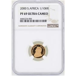 2000 South Africa 1/10 Krugerrand Gold Coin NGC PF69 Ultra Cameo