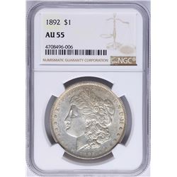 1892 $1 Morgan Silver Dollar Coin NGC AU55