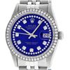 Image 2 : Rolex Men's Stainless Steel Blue String Diamond 36MM Datejust Wristwatch