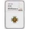 Image 1 : 1874 $1 Indian Princess Head Gold Dollar Coin NGC AU58+
