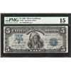 Image 1 : 1899 $5 Indian Chief Silver Certificate Note Fr.281 PMG Choice Fine 15