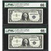 Image 1 : Lot of (2) Consecutive 1957A $1 Silver Certificate Notes PMG Gem Uncirculated 66