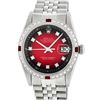 Image 1 : Rolex Men's Stainless Steel Red Vignette Diamond & Ruby Datejust Wristwatch