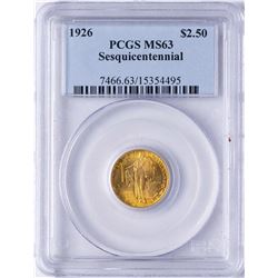1926 $2 1/2 Sesquicentennial Commemorative Gold Coin PCGS MS63