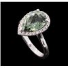 Image 4 : 14KT White Gold 3.51 ctw Green Tourmaline and Diamond Ring