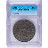 Image 1 : 1795 $1 Flowing Hair Silver Dollar Coin ICG AU50