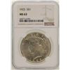 Image 1 : 1923 $1 Peace Silver Dollar Coin NGC MS63