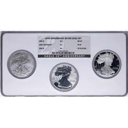 2006 W 20th Anniversary Silver American Eagle Dollar Set NGC MS69/PF69/PF69