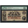 Image 1 : 1851 $3 The Bank of the Union Obsolete Note PMG Very Fine 25