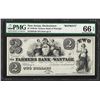 Image 1 : 1849-65 $2 Farmers Bank of Wantage Reprint Obsolete Note PMG Gem Uncirculated 66